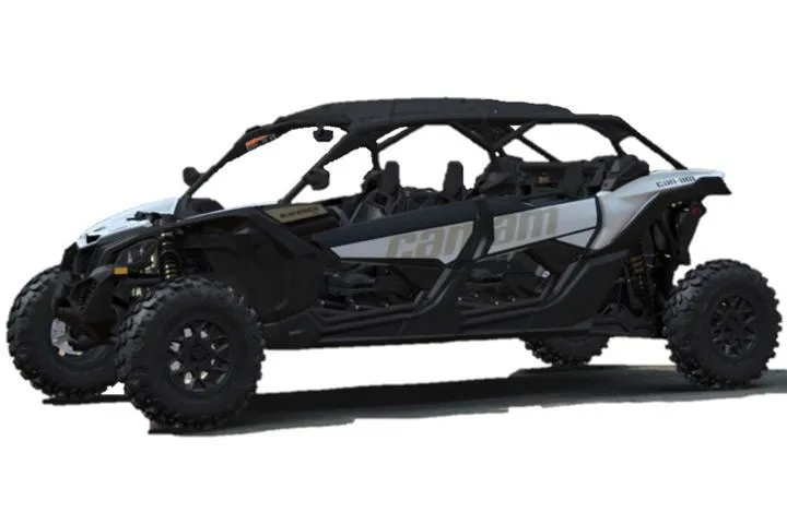 Four-seat Can-Am Maverick X3 Max RS Turbo, side view on a white background