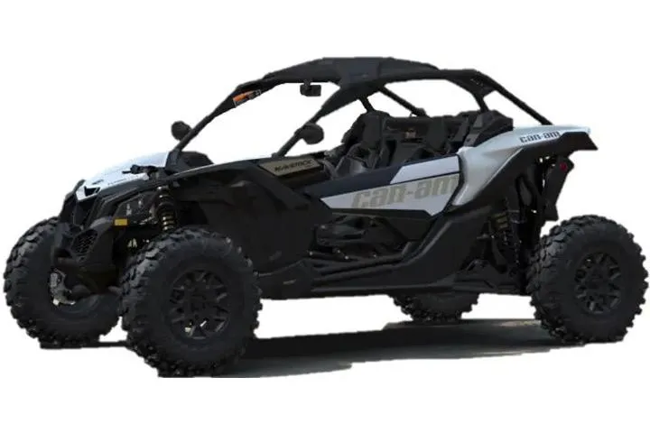 Can-Am Maverick X3 RS Turbo in black and gray, three-quarter view on a white background